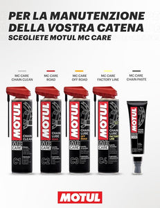 Motul - Lubrificante per Catene di Moto da Corsa - Aerosol Bianco - velocità e Resistenza - Compatibile con O-Ring, X-Ring, Z-Ring - MC Care Chain Lube Factory Line C4-400 ml