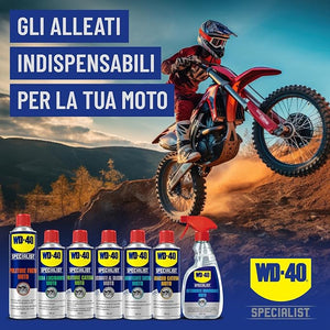 WD-40 - Specialist - Pulitore Catena Moto - Asciugatura rapida, Non lascia residui - Pulisce, previene l'usura - Per catene, forcelloni e trasmissioni - Compatibile con O, X e Z ring - Spray 400ml