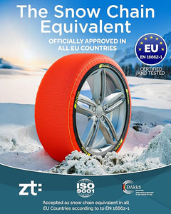 Calze da Neve Omologate Italia EN 16662-1 - Due Catene da Neve in Tessuto per Auto. Snow Sock Taglia XL per R14 - R22 (Misure per Pneumatici Dettagliate all'Interno) (Control, XL)